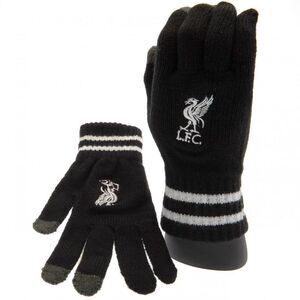Liverpool FC Childrens/Kids Knitted Crest Touch Gloves / Black